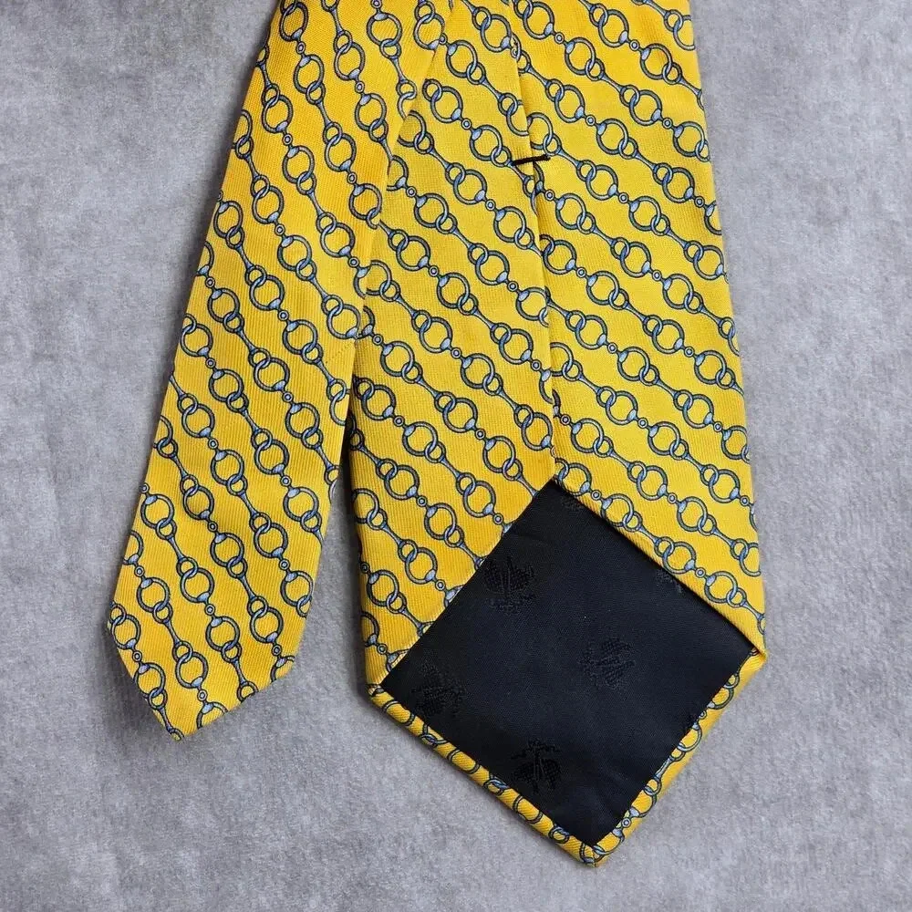 Brooks Brothers Yellow Blue Chain Link Silk Executive Corporate Neck‎ Tie Men's